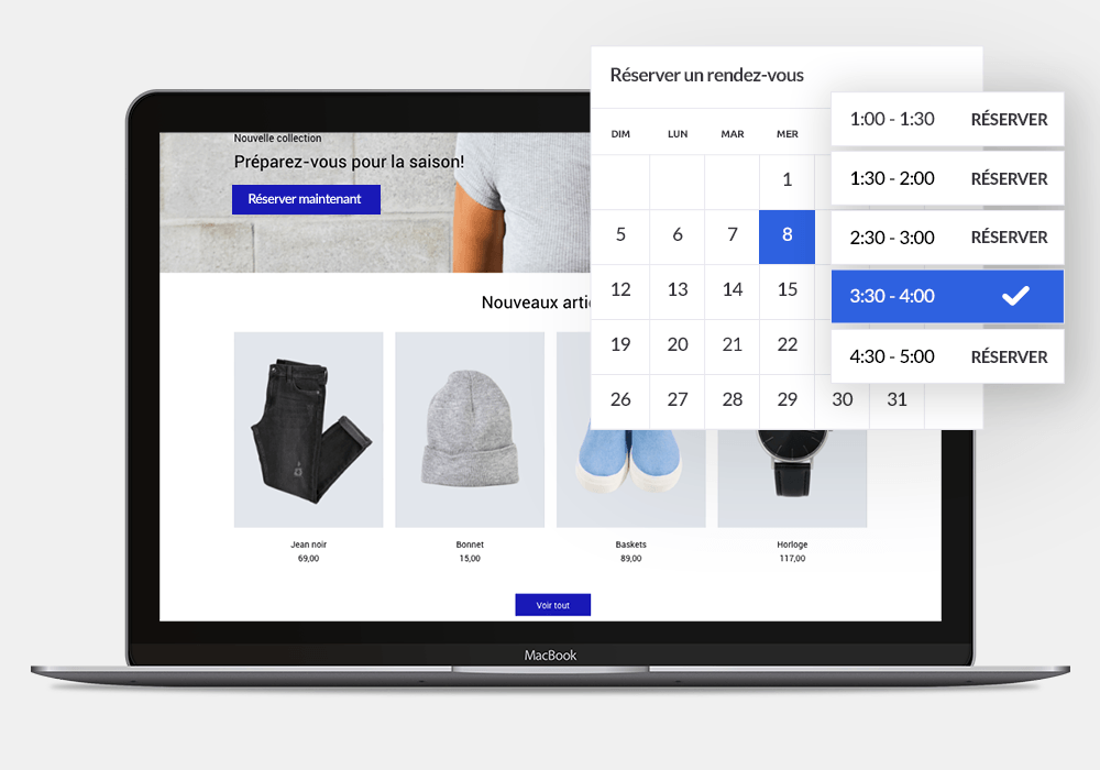 Prenez des rendez-vous pour des services virtuels ou en magasin à partir de votre site eCom avec l’outil Planifier une visite